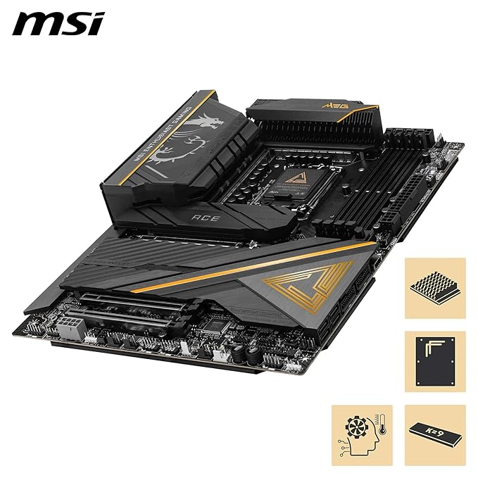 MSI MEG Z890 ACE Motherboard, ATX - Supports Intel Core Ultra Processors, LGA 1851, DDR5 6400+MHz/OC, PCIe 5.0 & 4.0 x16, M.2 Gen5, Marvell AQC113CS 10G LAN, Wi-Fi 7, Thunderbolt 4