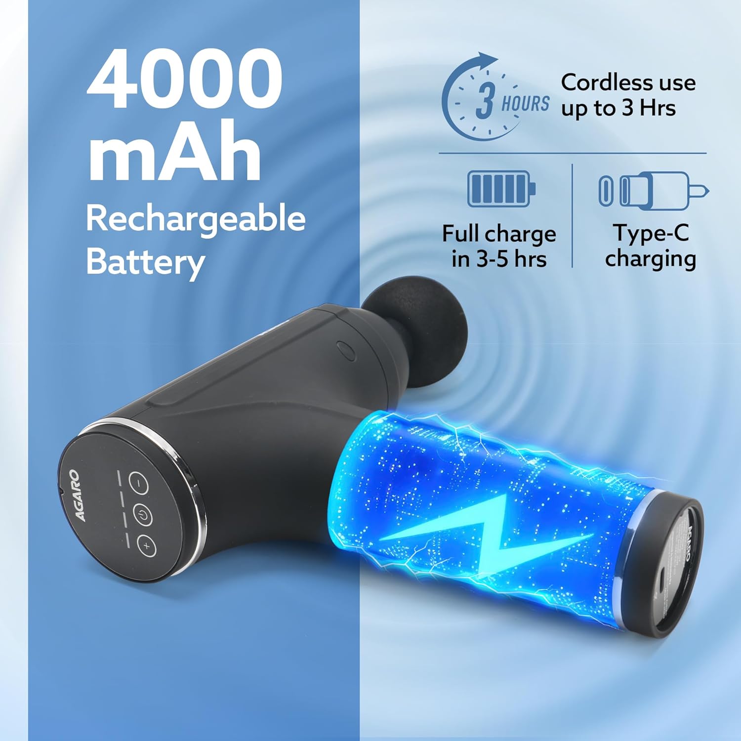 Massager Gun 4 Heads, 6 Speed, Rechargeable, Handheld, Percussion Muscle Massager for Full Body Relief,