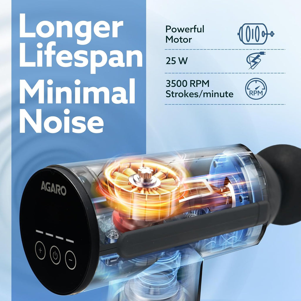 Massager Gun 4 Heads, 6 Speed, Rechargeable, Handheld, Percussion Muscle Massager for Full Body Relief,