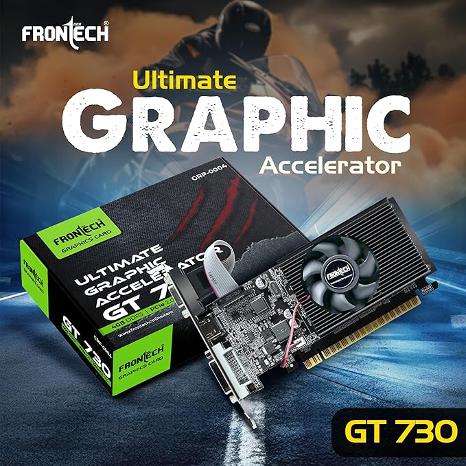 FRONTECH GT730-4GD3 Graphics Card with 4 GB DDR3 64 BIts PCI Express RAM, Quality Gaming Graphics Card, Single Cooling Fan, 3 Years Warranty (GRP-0002, Black